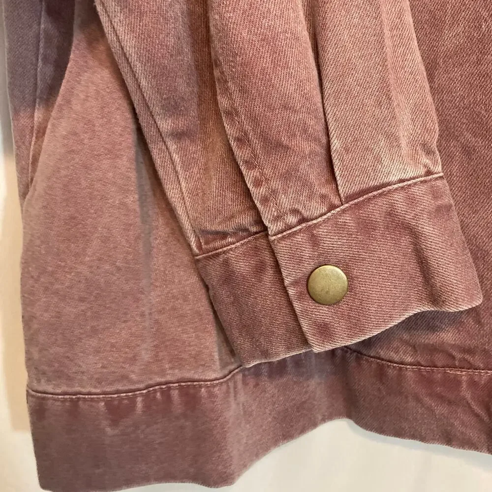 Jane and Delancey Lyocell Dusty Rose Double Chest Pockets Full Zip Bomber Jacket